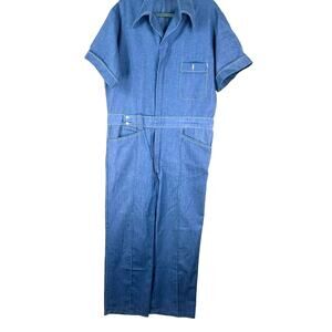 Vintage Putter Suit Blue Chambray Jumpsuit Size 42 Regular Made in USA halloween